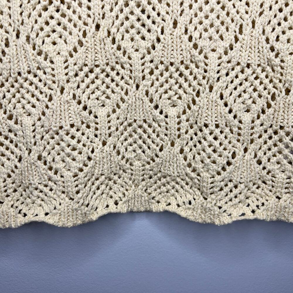NWT Elan Crochet Open Knit Top Cap Sleeve Butter Yellow Cottage Festival Boho Lg - Picture 4 of 10